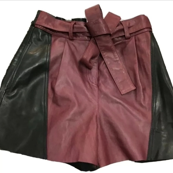 10 CROSBY DEREK LAM Faux Leather Belted Shorts 4